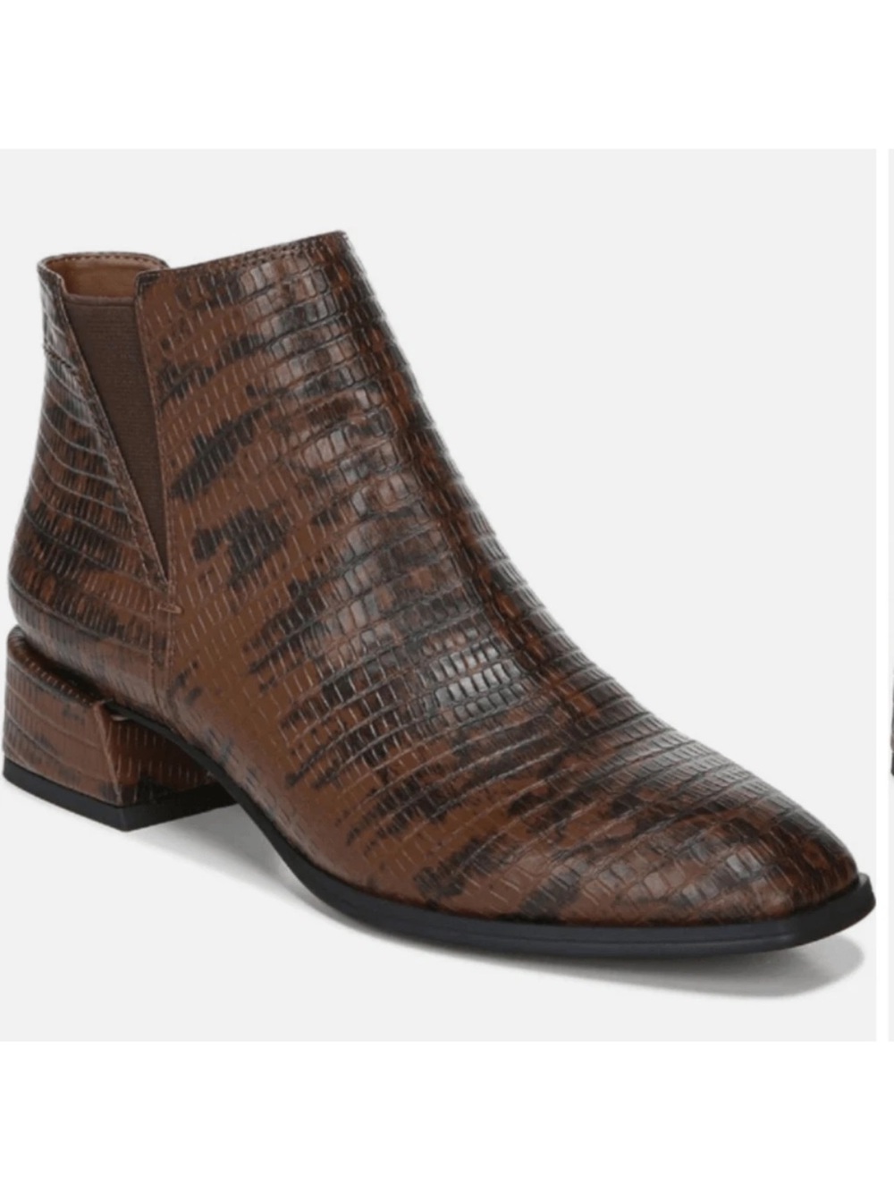 Franco Sarto 7.5 NICO Brown Block Heel Faux Pebbled Leather Ankle Boots